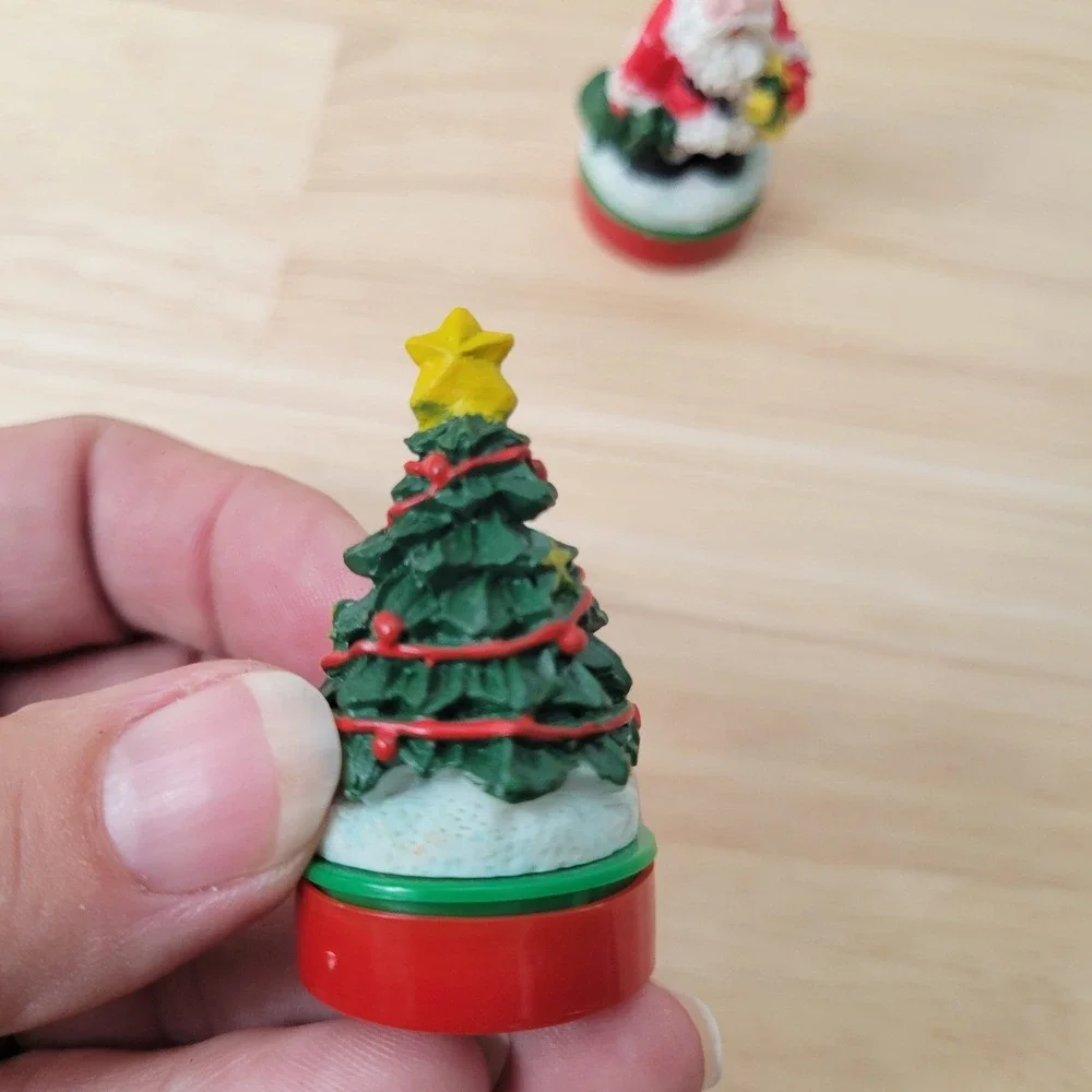 Mystic Industries Christmas Figurines Santa Claus &Tree Miniatures Holiday Decor